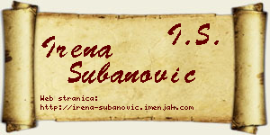 Irena Subanović vizit kartica